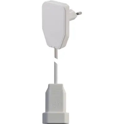 Extension cable, Europe, plug type C, angled on socket type C, straight, H03VVH2-F2x0.75 mm², white, 3 m, 104574 - 1