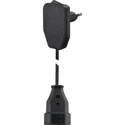 Extension cable, Europe, plug type C, angled on socket type C, straight, H03VVH2-F2x0.75 mm², black, 0.8 m, 104576