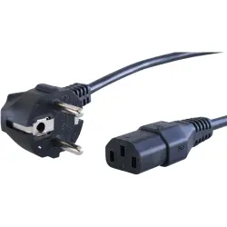 Power cord, Europe, plug type E + F, angled on C13 socket, straight, H05VV-F3G0.75 mm², black, 500 mm, VII-H05VVF3G075-C13/0,50M SW9005