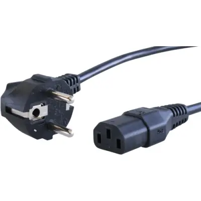 Power cord, Europe, plug type E + F, angled on C13 socket, straight, H05VV-F3G0.75 mm², black, 500 mm, VII-H05VVF3G075-C13/0,50M SW9005 - 1