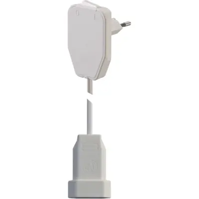 Extension cable, Europe, plug type C, angled on socket type C, straight, H03VVH2-F2x0.75 mm², white, 5 m, 104581 - 1
