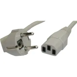 Power cord, Europe, plug type E + F, angled on C13 socket, straight, H05VV-F3G0.75 mm², gray, 2 m, VII-H05VVF3G075-C13/2,00M GR7032