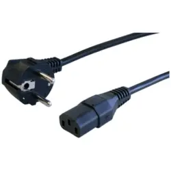 Power cord, Europe, plug type E + F, angled on C13 socket, straight, H05VV-F3G1.0 mm², black, 2 m, VII-H05VVF3G100-C13/2,00M SW9005