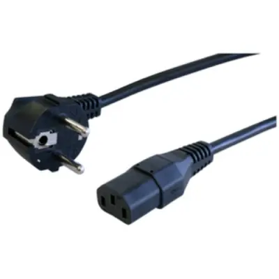 Power cord, Europe, plug type E + F, angled on C13 socket, straight, H05VV-F3G1.0 mm², black, 2 m, VII-H05VVF3G100-C13/2,00M SW9005 - 1