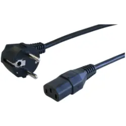 Power cord, Europe, plug type E + F, angled on C13 socket, straight, H05VV-F3G1.0 mm², black, 2.5 m, VII-H05VVF3G100-C13/2,50M SW9005