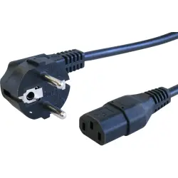Power cord, Europe, plug type E + F, angled on C13 socket, straight, H05VV-F3G1.0 mm², black, 5 m, VII-H05VVF3G100-C13M/5,00M SW9005