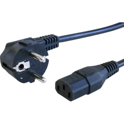 Power cord, Europe, plug type E + F, angled on C13 socket, straight, H05VV-F3G1.0 mm², black, 5 m, VII-H05VVF3G100-C13M/5,00M SW9005 - 1