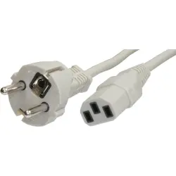 Power cord, Europe, plug type E + F, straight on C13 socket, straight, H05VV-F3G1.0 mm², gray, 2 m, VIIG-H05VVF3G100-C13/2,00M GR7032