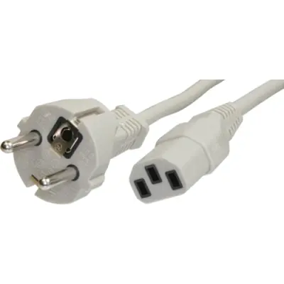 Power cord, Europe, plug type E + F, straight on C13 socket, straight, H05VV-F3G1.0 mm², gray, 2 m, VIIG-H05VVF3G100-C13/2,00M GR7032 - 1