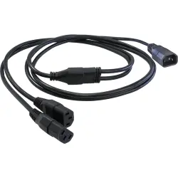 Distributor, International, C14-plug, straight on 2 x C13 socket, straight, H05VV-F3G1.0 mm², black, 2.35 m, C14G-H053G1/1,7M-AT-2XH05F3G1-C13/0,65