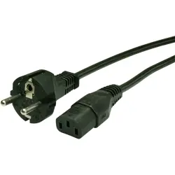 Power cord, Europe, plug type E + F, straight on C13 socket, straight, H05VV-F3G1.0 mm², black, 3 m, VIIG-H05VVF3G100-C13/3,00M SW9005