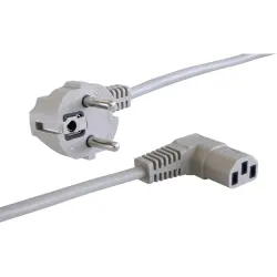 Power cord, Europe, plug type E + F, angled on C13 socket, angled, H05VV-F3G0.75 mm², gray, 1.5 m, VII-H05VVF3G075-C13W/1,50M GR7032