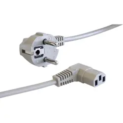 Power cord, Europe, plug type E + F, angled on C13 socket, angled, H05VV-F3G0.75 mm², gray, 2 m, VII-H05VVF3G075-C13W/2,00M GR7032