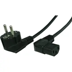 Power cord, Europe, plug type E + F, angled on C13 socket, angled, H05VV-F3G0.75 mm², black, 1.5 m, VII-H05VVF3G075-C13W/1,50M SW9005