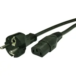 Power cord, Europe, plug type E + F, straight on C13 socket, straight, H05Z1Z1-F3G1.0 mm², black, 2.5 m, VIIG-H05Z1Z1F3G100-C13/2,50M SW9005