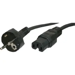 Power cord, Europe, plug type E + F, straight on C15 socket, straight, H05RR-F3G1.0 mm², black, 2.5 m, VIIG-H05RRF3G100-C15M/2,50M SW9005