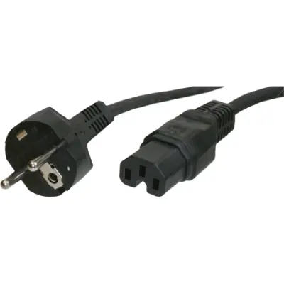 Power cord, Europe, plug type E + F, straight on C15 socket, straight, H05RR-F3G1.0 mm², black, 2.5 m, VIIG-H05RRF3G100-C15M/2,50M SW9005 - 1