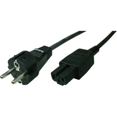 Power cord, Europe, plug type E + F, straight on C15A socket, straight, H05RR-F3G1.0 mm², black, 2 m, 0L06844 - 1