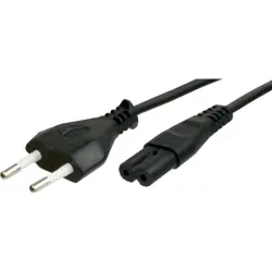 Power cord, Europe, plug type C, straight on C7 socket, straight, H03VVH2-F2x0.75 mm², black, 1.8 m, XVI-H03VVH2F2X075-C7/1,80M SW9005