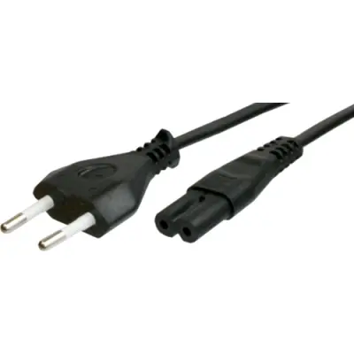 Power cord, Europe, plug type C, straight on C7 socket, straight, H03VVH2-F2x0.75 mm², black, 1.8 m, XVI-H03VVH2F2X075-C7/1,80M SW9005 - 1