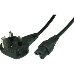 Power cord, UK, plug type G, angled on C5 socket, straight, H05VV-F3G0.75 mm², black, 2 m, BS13/5-H05VVF3G075-C5/2,00M SW9005
