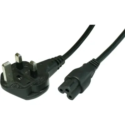 Power cord, UK, plug type G, angled on C5 socket, straight, H05VV-F3G0.75 mm², black, 2 m, BS13/5-H05VVF3G075-C5/2,00M SW9005 - 1