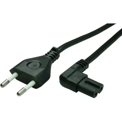 Power cord, Europe, plug type C, straight on C7 socket, angled, H05VVH2-F2x0.75 mm², black, 1.8 m, XVI-H05VVH2F2X075-C7W/1,80M SW9005 - 1