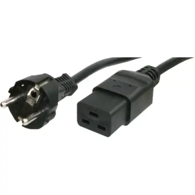 Power cord, Europe, plug type E + F, straight on C19 socket, straight, H05VV-F3G1.5 mm², black, 3 m, VIIG-H05VVF3G150-C19/3,00M SW9005 - 1
