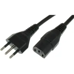Power cord, Italy, plug type L, straight on C13 socket, straight, H05VV-F3G1.0 mm², black, 2.5 m, I/3G-H05VVF3G100-C13/2,50M SW9005