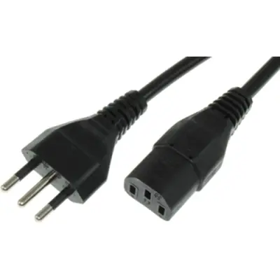 Power cord, Italy, plug type L, straight on C13 socket, straight, H05VV-F3G1.0 mm², black, 2.5 m, I/3G-H05VVF3G100-C13/2,50M SW9005 - 1