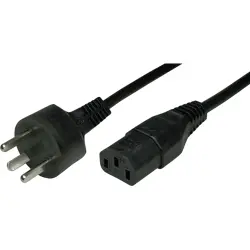 Power cord, Denmark, plug type K, straight on C13 socket, straight, H05VV-F3G1.0 mm², black, 2.5 m, DK/3EL-H05VVF3G100-C13/2,50M SW9005