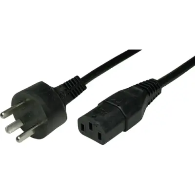 Power cord, Denmark, plug type K, straight on C13 socket, straight, H05VV-F3G1.0 mm², black, 2.5 m, DK/3EL-H05VVF3G100-C13/2,50M SW9005 - 1