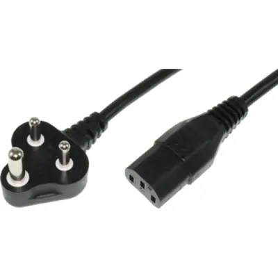 Power cord, South Africa, plug type M, angled on C13 socket, straight, IS694 3Cx1.0 mm², black, 2.5 m, IND/3/16-IS694 3CX100 70°C-C13/2,50M SW9 - 1