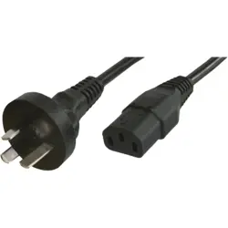 Power cord, Australia, plug type I, straight on C13 socket, straight, H05VV-F3G1.0 mm², black, 2.5 m, SAA/3-H05VVF3G100-C13/2,50M SW9005
