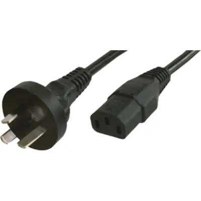 Power cord, Australia, plug type I, straight on C13 socket, straight, H05VV-F3G1.0 mm², black, 2.5 m, SAA/3-H05VVF3G100-C13/2,50M SW9005 - 1