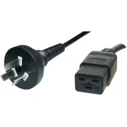 Power cord, China, plug type I, straight on C19 socket, straight, H05VV-F3G1.5 mm², black, 2.5 m, PRC/3/16-H05V2V2F3G150-C19/2,50M SW9005