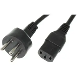 Power cord, Israel, plug type H, straight on C13 socket, straight, H05VV-F3G1.0 mm², black, 2.5 m, IL/3G-H05VVF3G100-C13/2,50M SW9005