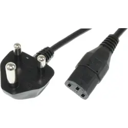 Power cord, South Africa, plug type M, angled on C13 socket, straight, H05VV-F3G1.0 mm², black, 2.5 m, ZA/3-H05VVF3G100-C13/2,50M SW9005
