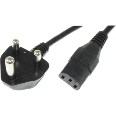 Power cord, South Africa, plug type M, angled on C13 socket, straight, H05VV-F3G1.0 mm², black, 2.5 m, ZA/3-H05VVF3G100-C13/2,50M SW9005 - 1
