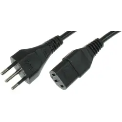 Power cord, Brazil, plug type N, straight on C13 socket, straight, H05VV-F3G1.0 mm², black, 2.5 m, BR/3-H05VVF3G100-C13/2,50M SW9005