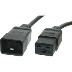 Extension cable, International, C20-plug, straight on C19 socket, straight, H05VV-F3G1.5 mm², black, 2.5 m, C20-H05VVF3G150-C19/2,50M SW9005