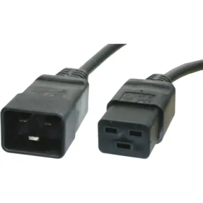 Extension cable, International, C20-plug, straight on C19 socket, straight, H05VV-F3G1.5 mm², black, 2.5 m, C20-H05VVF3G150-C19/2,50M SW9005 - 1