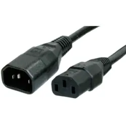 Extension cable, International, C14-plug, straight on C13 socket, straight, HARSJT 3 x AWG 17, black, 3 m, C14G-HARSJT3X17(1,0)AWG-C13/3,00M SW9005