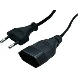 Extension cable, Europe, plug type C, straight on socket type C, straight, H03VVH2-F2x0.75 mm², black, 5 m, 50510