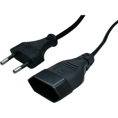 Extension cable, Europe, plug type C, straight on socket type C, straight, H03VVH2-F2x0.75 mm², black, 5 m, 50510 - 1