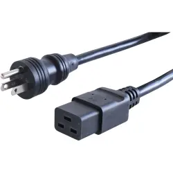 Power cord, North America, plug type B, straight on C19 socket, straight, SJT 3 x AWG 14, black, 2.5 m, N5/15-SJT3X14AWG-C19/2,50M SW9005