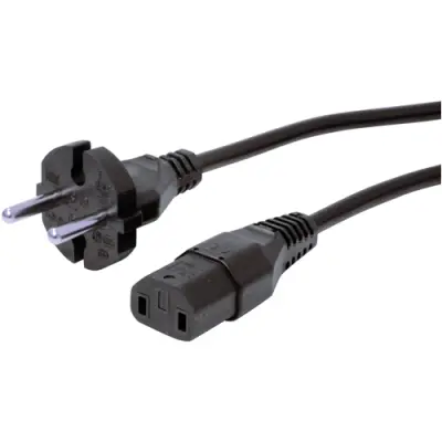 Power cord, Europe, plug type C, straight on C17 socket, straight, H05VV-F2x1.0 mm², black, 2.5 m, XVIIG-H05VVF2X100-C17/2,50M SW9005 - 1