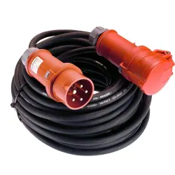 Rubber CEE extension cable, 10 m, 5-Pin CEE plug, 5-Pin CEE plug with locking cover