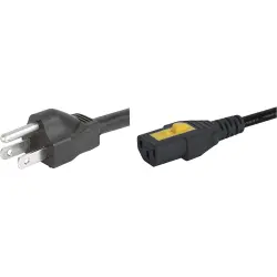 Power cord, North America, plug type B, straight on C13 socket, straight, SJT 3 x AWG 18, black, 2 m, 6051.2001