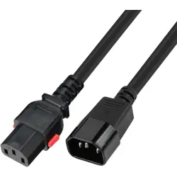 Extension cable, C13 socket, straight on C14-plug, straight, H05VV-F3G0.75 mm², black, 2 m, 7100-L-2,0M